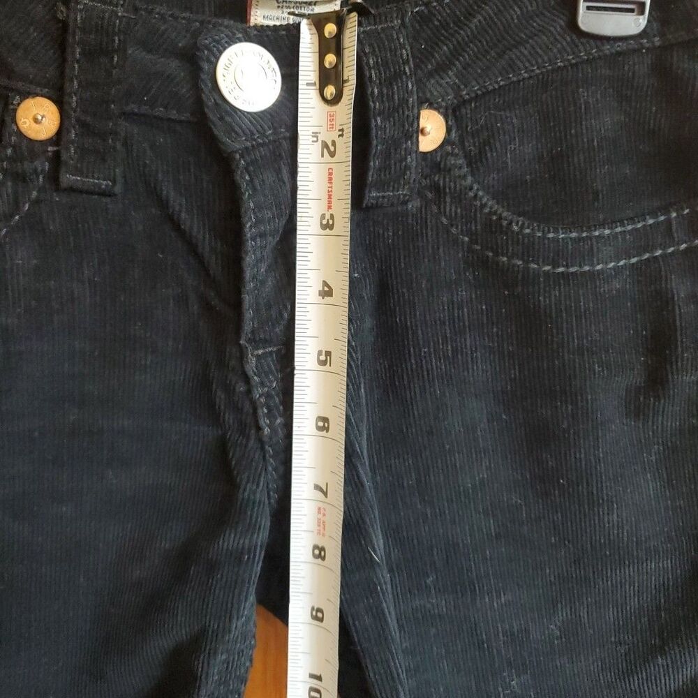 True Religion 29 Corduroy Shorts Womens Black Cuffed Y2K Made in USA Stretch - Picture 15 of 15